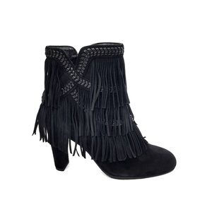 🌹Sam Edelman Black Suede Zip Ankle Boots w/ Fringe🌹